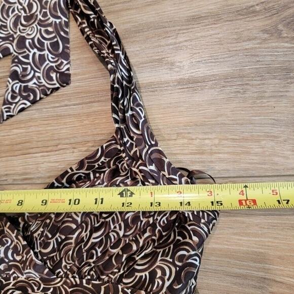 BCBG Maxazria Brown Silk Halter Dress Mini X-Small Sexy Night Out - Picture 9 of 15